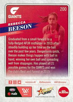 2020 Select Footy Stars #200 Rebecca Beeson Back